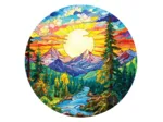 Round Puzzle - Stained-Glass Alps