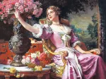 Jigsaw Puzzle - 3000 Pieces - Czachorski : Lady in a Purple Dress with Flowers