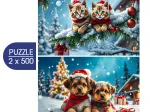 2 Puzzles - Christmas Kittens and Puppies