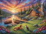 Sunset Over the Lake