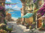 Thomas Kinkade - Café by the Italian Riviera