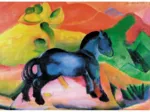 Handgeschnittenes Holzpuzzle - Franz Marc: Kleines Blaues Pferd