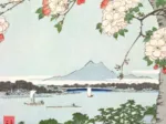 Handgeschnittenes Holzpuzzle - Hiroshige: Blühender Apfelbaum