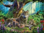 Family of Wolves in the Forest