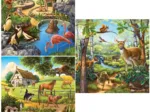 Jigsaw Puzzle - 3 x 49 Pieces - Wild, Pet and Zoo Animals