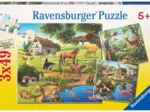 Jigsaw Puzzle - 3 x 49 Pieces - Wild, Pet and Zoo Animals