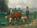 Julien Dupré: A Shepherdess with her Flock